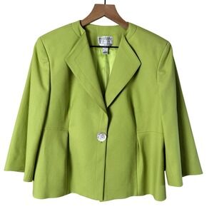 Talbots Collection Lime Green Blazer Jacket Italian Fabric Single Button, Sz 12